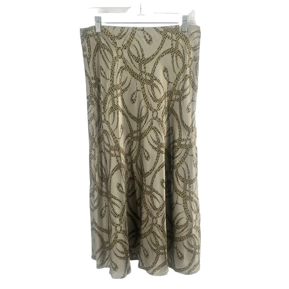 Richard Allen x H&M Viscose Green Printed Midi Skirt Sz 10